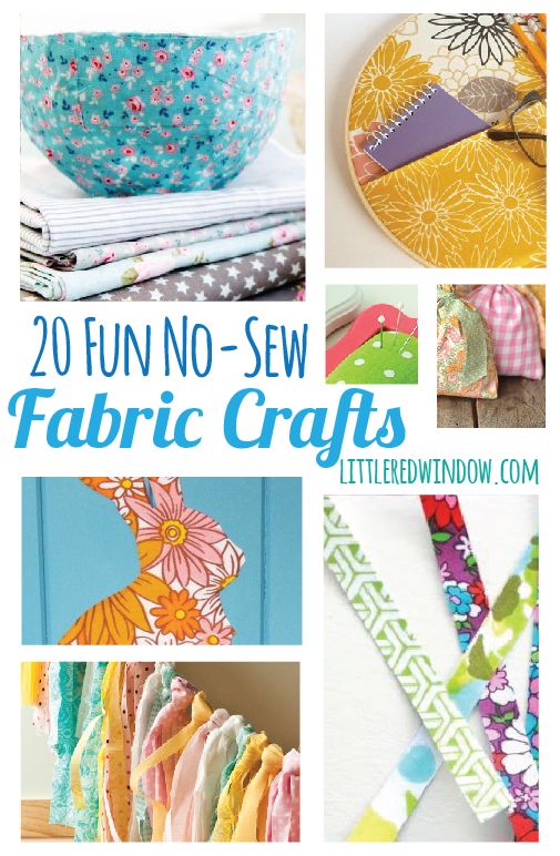 some crafts that are on display with the words 20 fun no sew fabric crafts