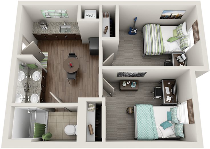 the floor plan of a two bedroom apartment