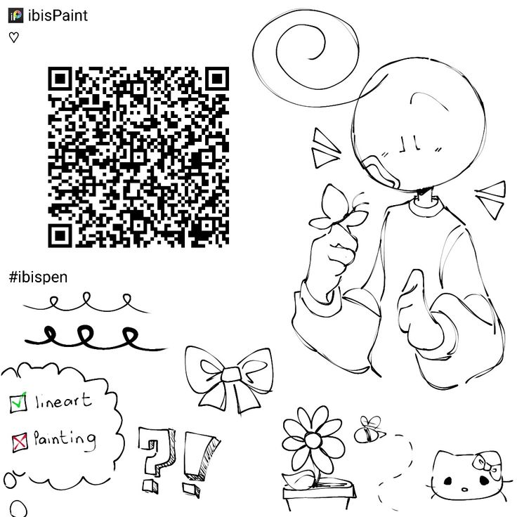 a drawing of a person with a qr code on their shirt and other items