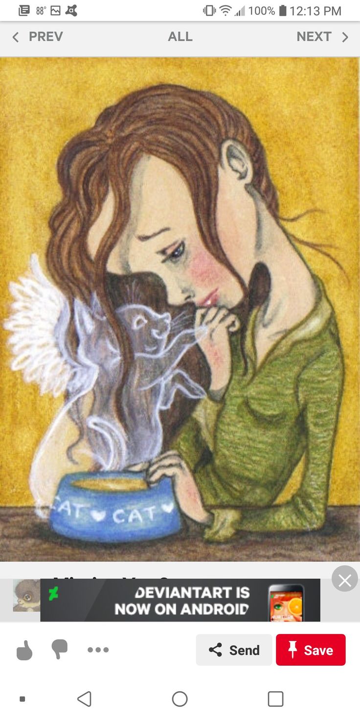 an image of a woman drinking from a bowl with a cat on the other side