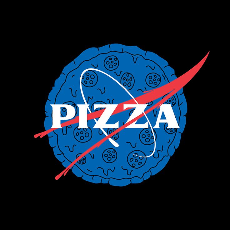 the logo for pizza with an arrow in front of it