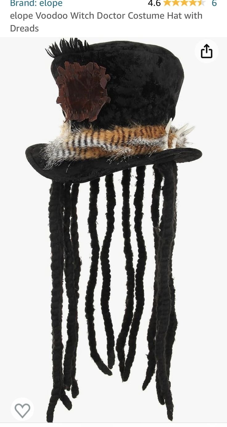 Voodoo Witch Doctor Costume, Voodoo Witch Costume, Witch Costume Ideas, Witch Doctor Costume, Voodoo Witch, Hat With Braids, Foam Wigs, Doctor Costume, Witch Costumes