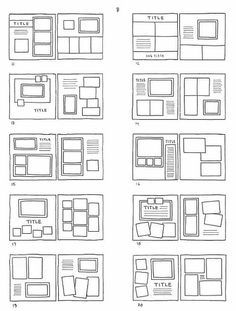 the different layouts and shapes of a webpage, with each page being drawn by hand