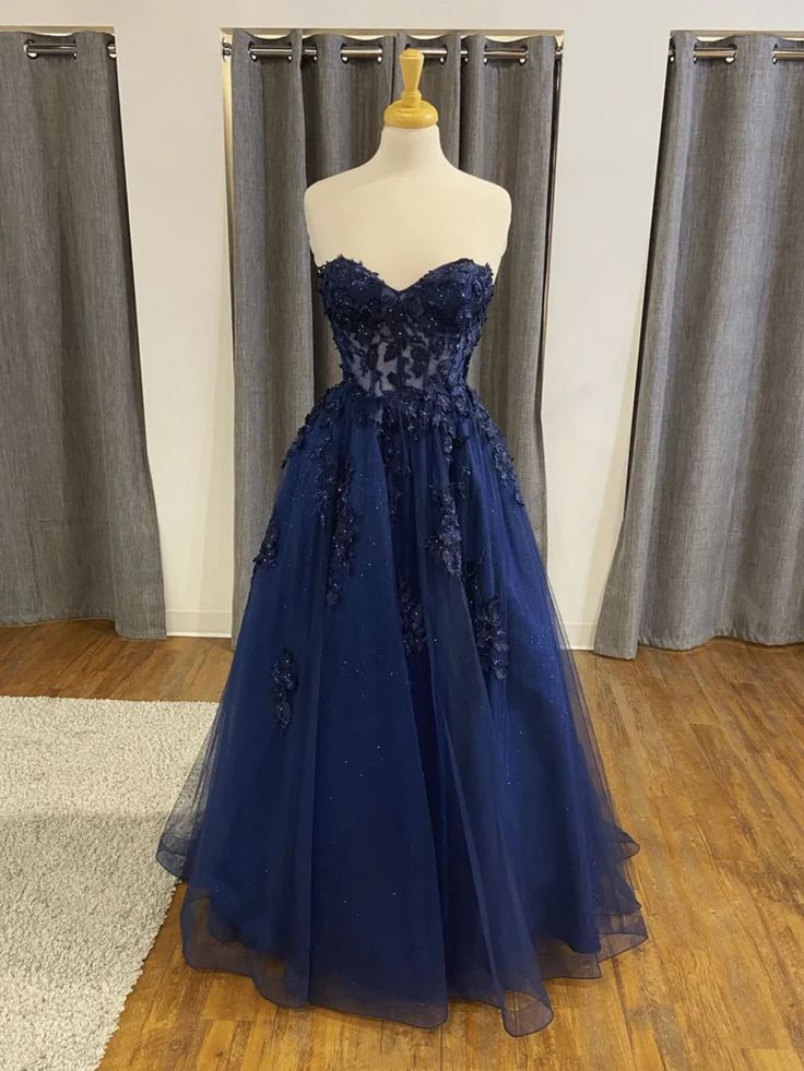 Navy Blue Tulle Sweetheart Long Party Dress, A-line Tulle Formal Dress on Luulla Prom Dresses Navy Blue, Prom Dresses Navy, Dresses Navy Blue, Navy Blue Prom Dresses, Graduation Party Dresses, A Line Evening Dress, Tulle Evening Dress, Blue Evening Dresses, Blue Tulle