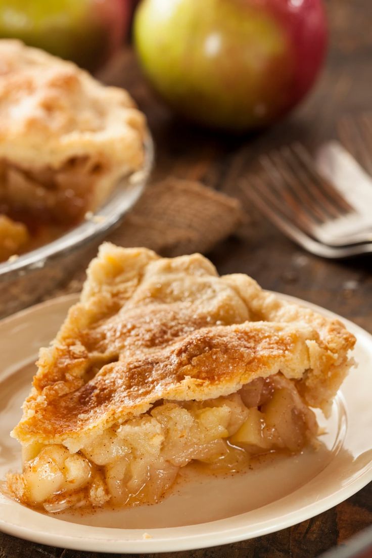 a piece of pie sitting on top of a white plate