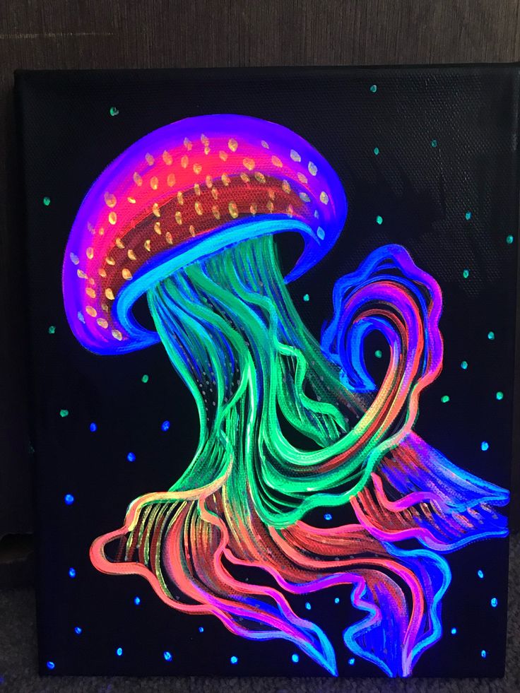 a painting of a jellyfish in neon colors