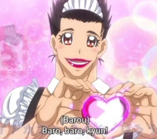 a man holding a heart in his hands with the caption barou, baro, baao, kyn