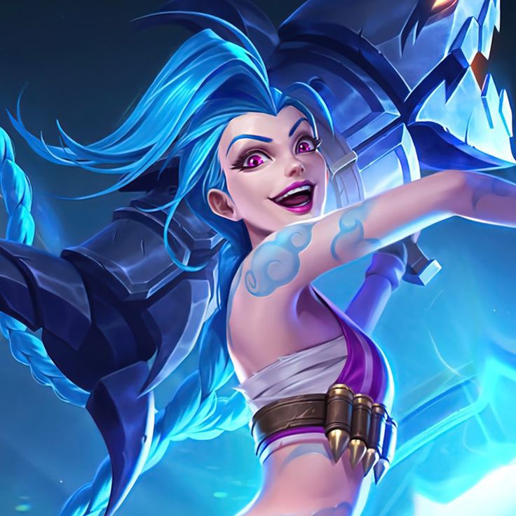 Lol Jinx, Blue Hair, League Of Legends, Tattoos, Hair, Blue