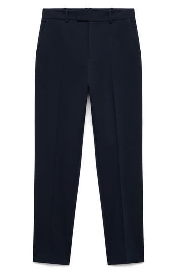 These perfectly polished pants are crafted in a straight-leg silhouette with a high waist and crisp creases. Zip fly with hook-and-bar closure Front slant pockets; back welt pockets Lined 76% polyester, 18% viscose, 6% elastane Machine wash, line dry Imported Suit Pants, Dark Navy, Welt Pockets, High Waist, Straight Leg, Mango, Size 12, Nordstrom, High Waisted