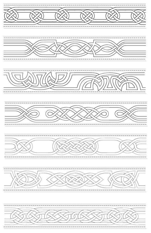 a set of different lines that have been drawn in the style of celtic art, including an