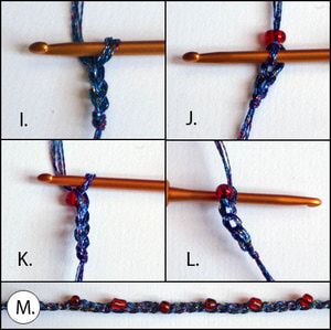 four pictures showing how to crochet the same stitch