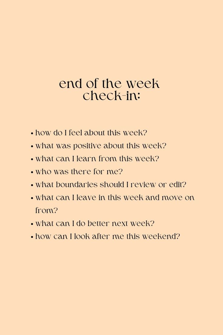 the end of the week check - in is shown with an orange and black background