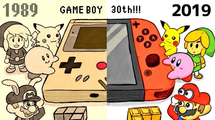 an advertisement for the nintendo game boy 30th anniversary celebration, with cartoon characters and video games