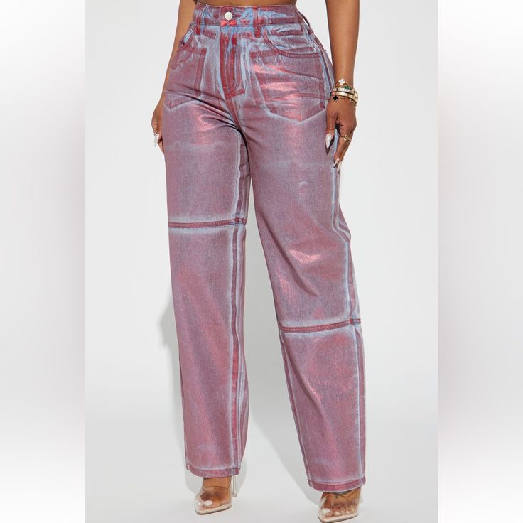 Metallic Pants Denim With Metallic Red Size 15 Pants Only Foil Fashion, Metallic Pants, Pants Denim, Fashion Nova Pants, School Time, Denim Pant, Pants Color, Denim Pants, Fashion Nova