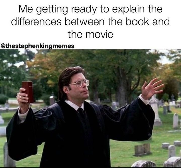 a man in a graduation gown holding up his cell phone to take a selfie with the caption me getting ready to explain the differences between the book and the movie