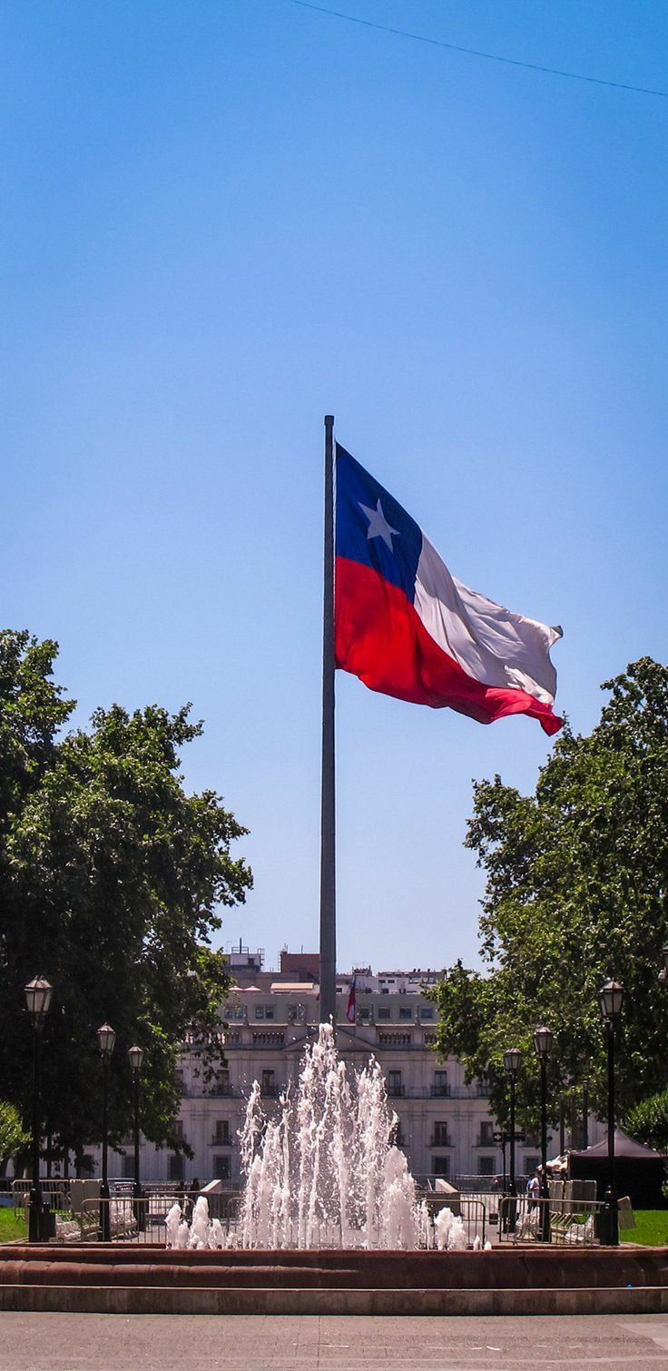 the texas state flag is flying in front of a fountain