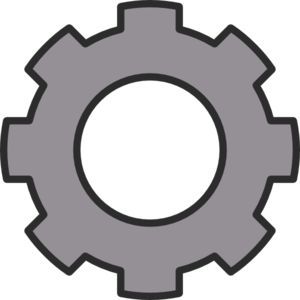 a gray and black gear wheel on a white background