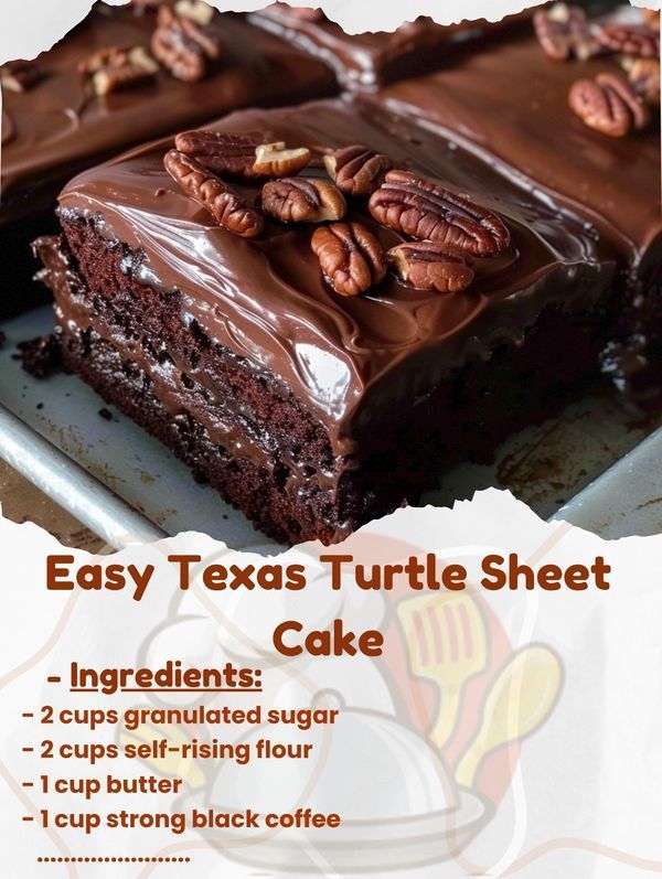 chocolate cake with pecans on top and instructions for how to make it