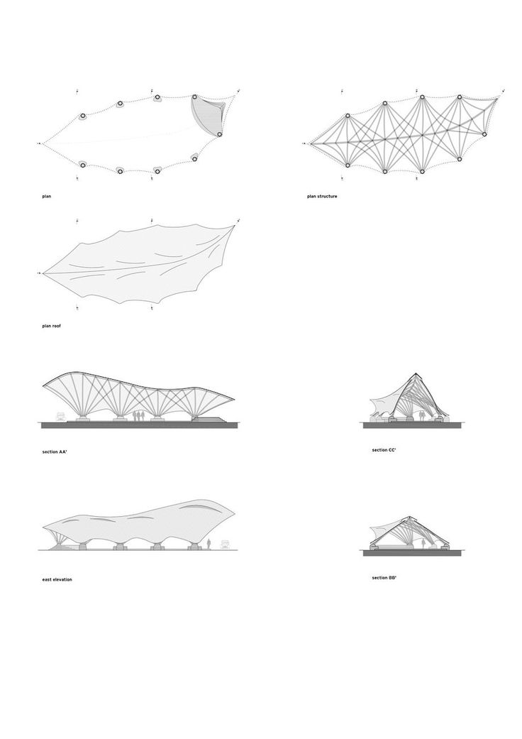 an image of various architectural diagrams on a white background, with lines and dots in the middle