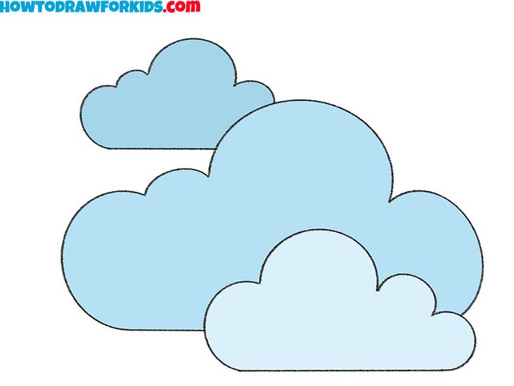 three clouds are shown in the shape of an outline on a white background with text that reads