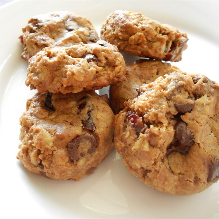 chocolate chip cookies stacked on top of each other