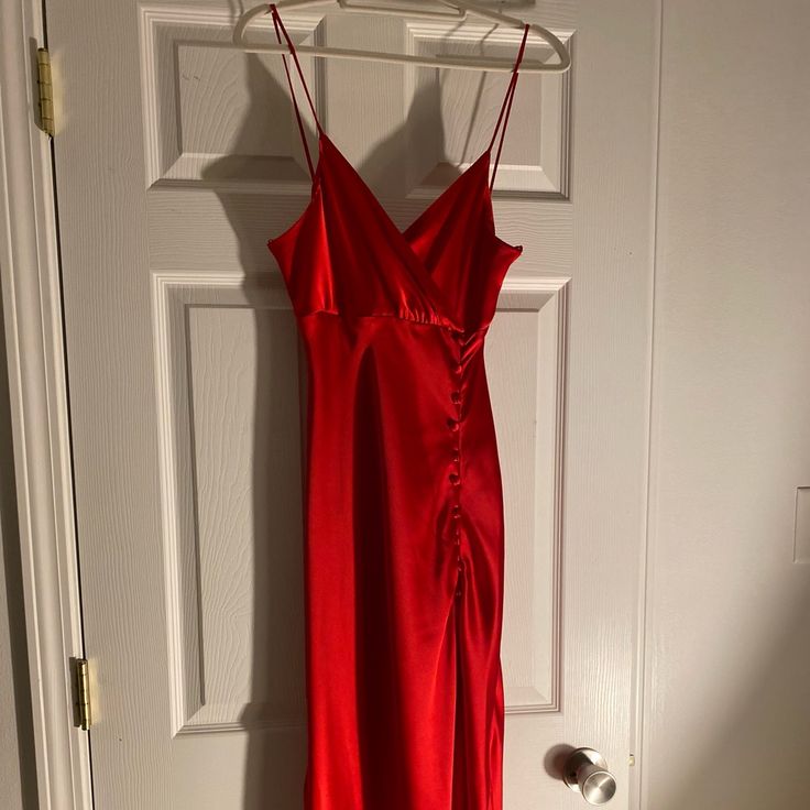 Zara Nwt Red Satin Dress Red Satin Dress, Red Satin, Satin Dress, Zara Dresses, Satin Dresses, Colorful Dresses, Midi Dress, Zara, Satin