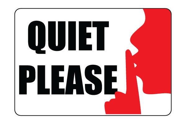 a red and black sign that says quiet please