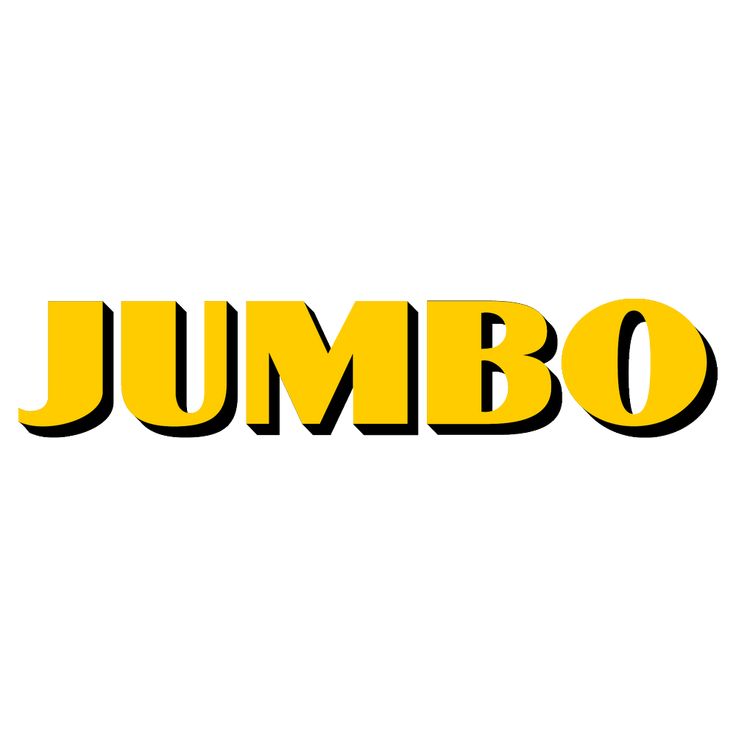 the words jumbo are yellow and black