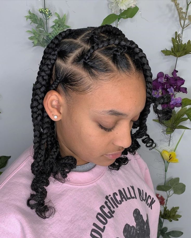 14 inches 5 packs Goddess Box Braids Medium With Curly Ends Hair Braids Medium, Jumbo Knotless, Protective Hairstyles For Natural Hair, Natural Braids, Girls Natural Hairstyles, Box Braids Styling, Braids With Curls, Peinados Fáciles Para Cabello Corto, Girls Hairstyles Braids