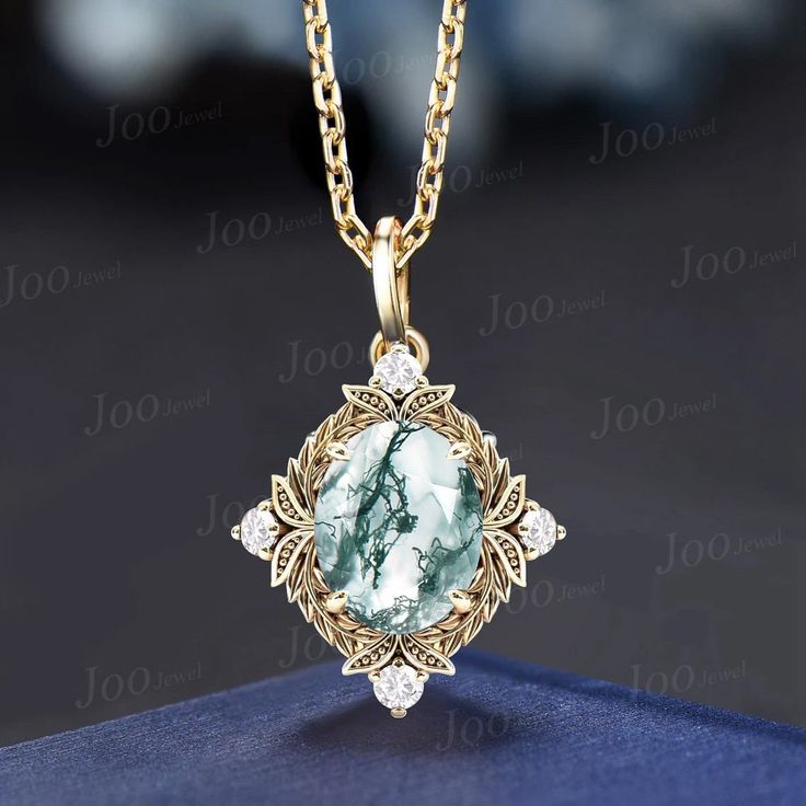 Nature Inspired Natural Green Moss Agate Pendant Necklace 14K Solid Gold Branch Necklace Leaf Vine Halo Moissanite Sterling Silver Necklaces HOW TO STYLE : it is the most versatile and elegant statement necklace for casual days in the office and nights out. It's your go-to statement piece whatever the occasion. It also can be personalized to show your uniqueness in the party, date, banquet. PERFECT FOR GIFTING: This moss agate necklace is classic and never go out of style,  packaged in delicated Nature Inspired Necklace, Jewelry Sketching, Elegant Statement Necklace, Moss Agate Necklace, Moss Agate Jewelry, Necklace Leaf, Gold Branches, Psalm 1, Branch Necklace