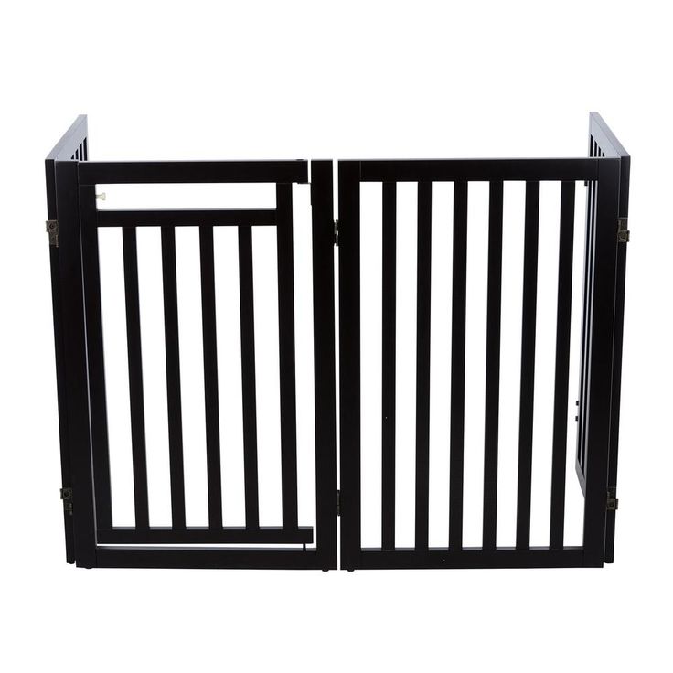 an open black gate on a white background