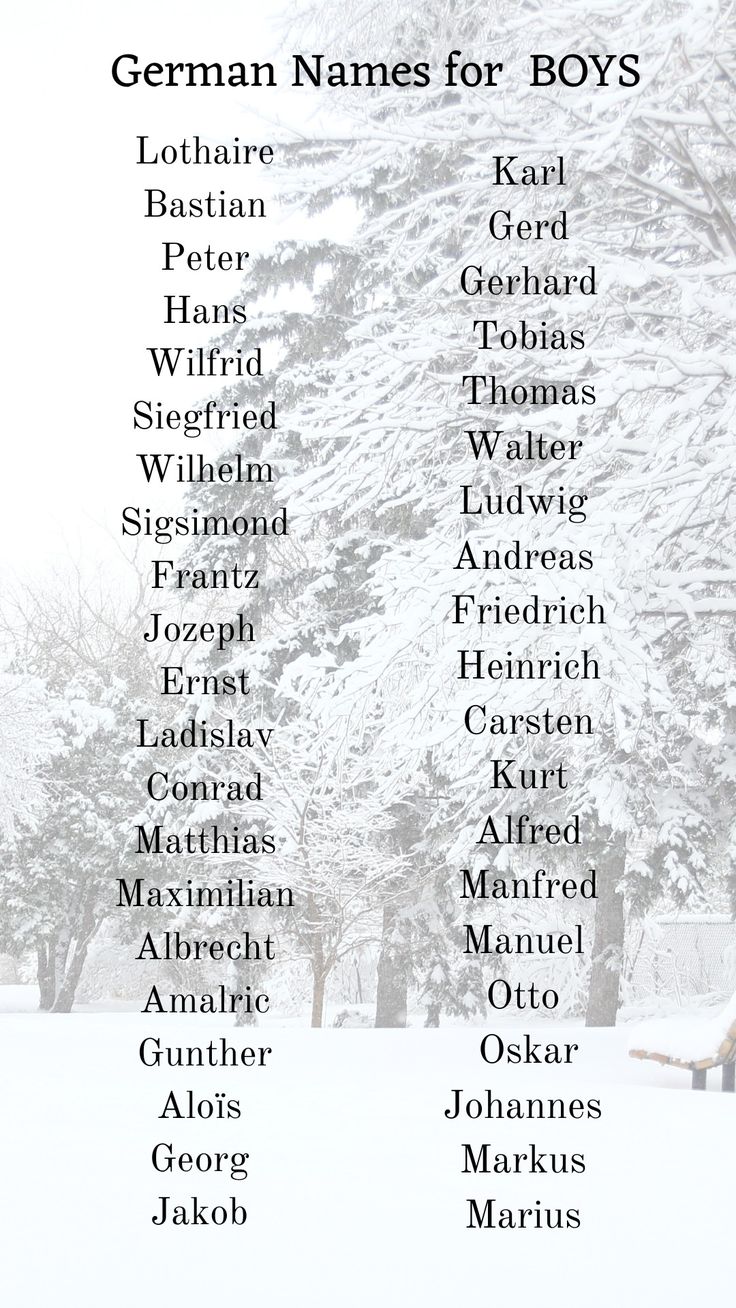 a list of names for boys in the snow with trees covered in snow behind them