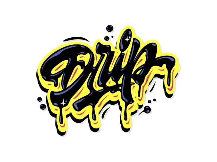 the word graffiti written in yellow and black ink on a white background with bubbles around it