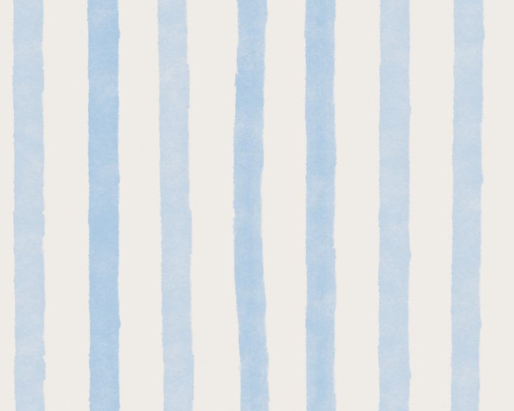 a blue and white striped wallpaper with watercolor stripes on the bottom half of it