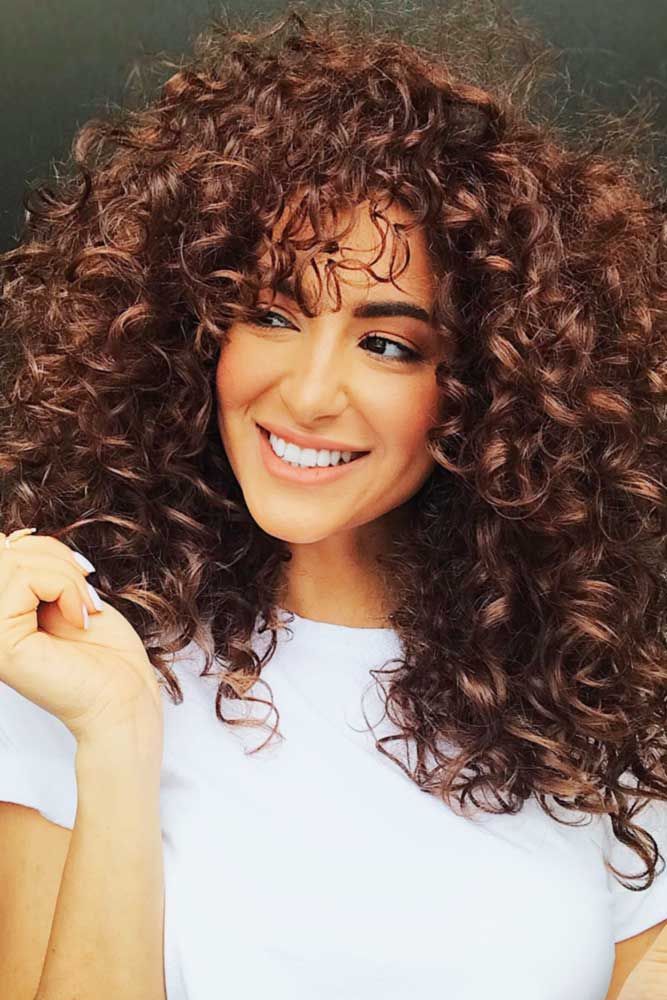 Layered Spiral Perm With Soft Fringe #spiralperm #curlyhair #longhair #bangs ❤��️ Don't believe that spiral perm is still a thing? Our ideas will make you change your mind! Awesome loose curls for medium thin hair, layered stacked bob with bangs, tight hairstyles for long hair, and a lot of inspo-pics are here! ❤️ See more: https://lovehairstyles.com/spiral-perm/ #lovehairstyles #hair #hairstyles #haircuts Spiral Perm Long Hair, Long Hair With Bangs And Layers, Rose Brown Hair, Haircuts For Long Hair With Bangs, Blond Rose, Spiral Perm, Colored Curly Hair, Curly Hair With Bangs, Long Hair With Bangs