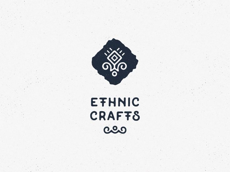 the logo for ethnic crafts, which is designed in black and white with an intricate design