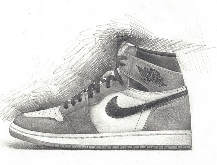 a drawing of a pair of sneakers