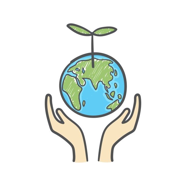 two hands holding the earth with a plant growing from it