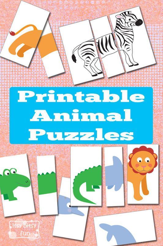 printable animal puzzles for kids to practice their fine - cut and pastel skills