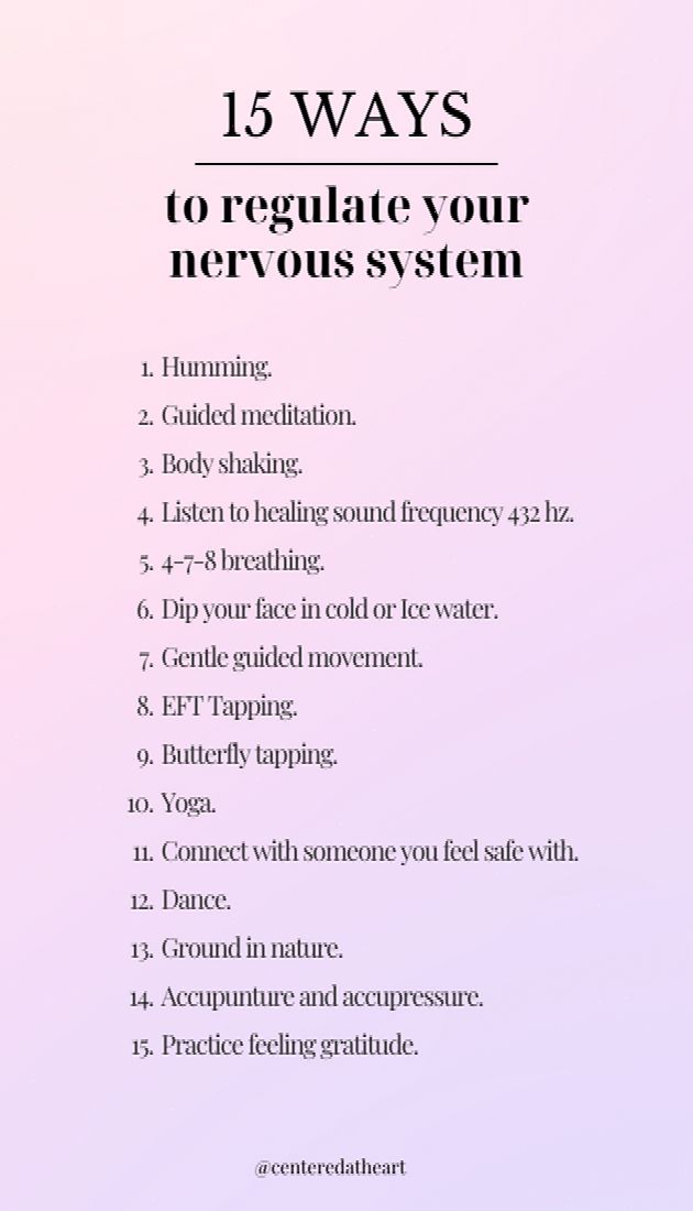 Here are 15 ideas for nervous system regulation. Try some of these to regulate your nervous system when you are feeling stressed, anxious, or overwhelmed. A regulated nervous system is the ultimate self-care! Simple things like humming, shaking, dancing, and deep breathing techniques can assist in brining your body and mind back to balance. #Mind #SelfCare #NutritionTips #Nurturing #Body #Your #Ideas #HealthyLifestyle #SelfCare #Soul #HealthyLiving #and Balance Nervous System, How To Self Regulate Nervous System, Ways To Self Regulate, How To Regulate The Nervous System, Nervous System Yoga, How To Self Regulate As An Adult, Nervous System Regulation Quotes, Soul Care Ideas, How To Self Regulate