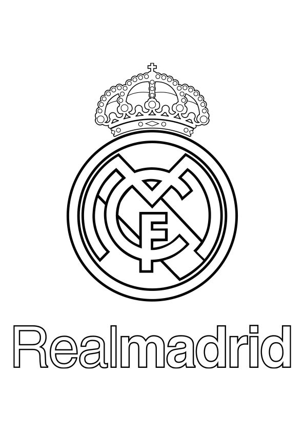 the real madrid logo is shown in black and white, with a crown on top