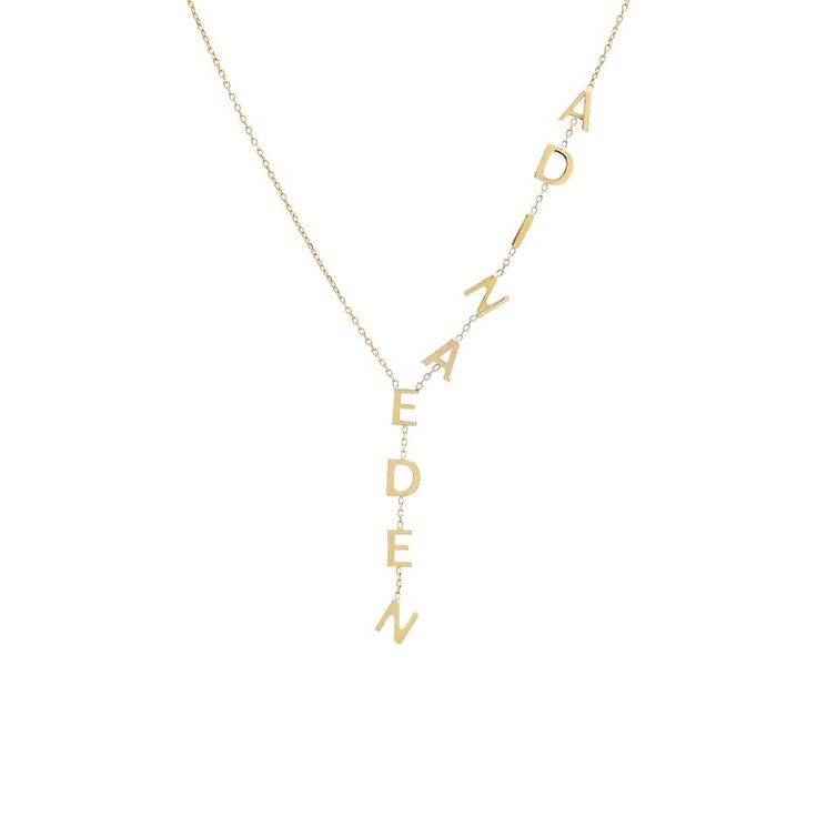 Set a modern standard for personalized style in Adina Eden's Solid Name Lariat, featuring a chic asymmetrical lariat design with upper-case, block letter charms that adorn one half of the chain. Customize this gem with the lettering of your choice. Layer it up with a couple of accent chains for an exquisite style out on the town. Product Details Made from Sterling Silver Gold Plated Drop Length: 2" Initial Size: 8MM Length: 16" + 2" Extender This Item Requires 12-18 Business Days to be Produced Diamond Anklet, Gold Drop Necklace, Bold Rings, Elegant Sophisticated, Versatile Jewelry, Everyday Necklace, Anklet Bracelet, Charm Bangle, Upper Case