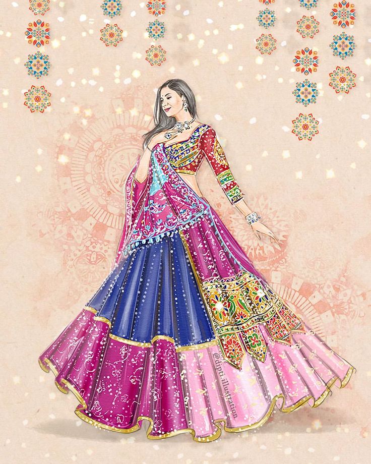 The very gorgeous @thekinjaldave slaying in @annus_creation for Navratri festivities!✨ #kinjaldave #navratricollection #navratrifashion… | Instagram Chaniya Choli Illustration Sketches, Navratri Illustration, Dress Illustration Art, Bride Fashion Illustration, Hilarious Dogs, Face Tutorial, Book Dress, Fashion Illustration Tutorial, Indian Illustration