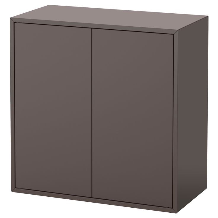 a gray cabinet with two doors on the side