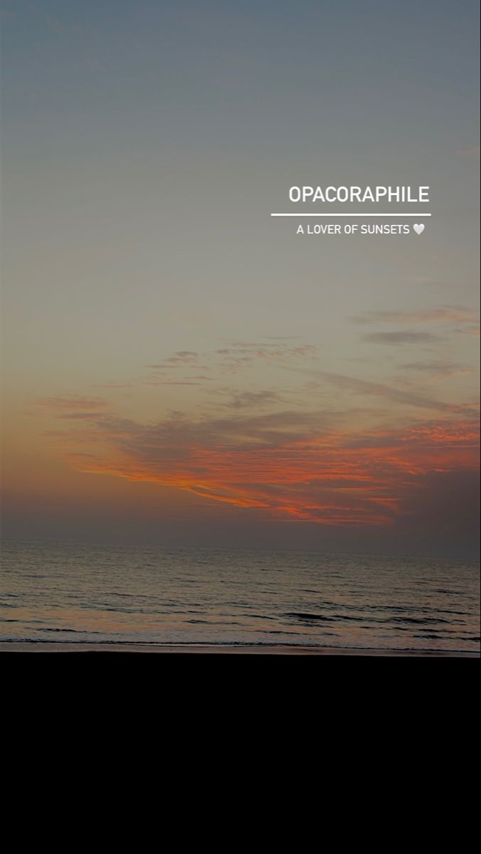 an image of the ocean at sunset with words above it that read, opacorphile