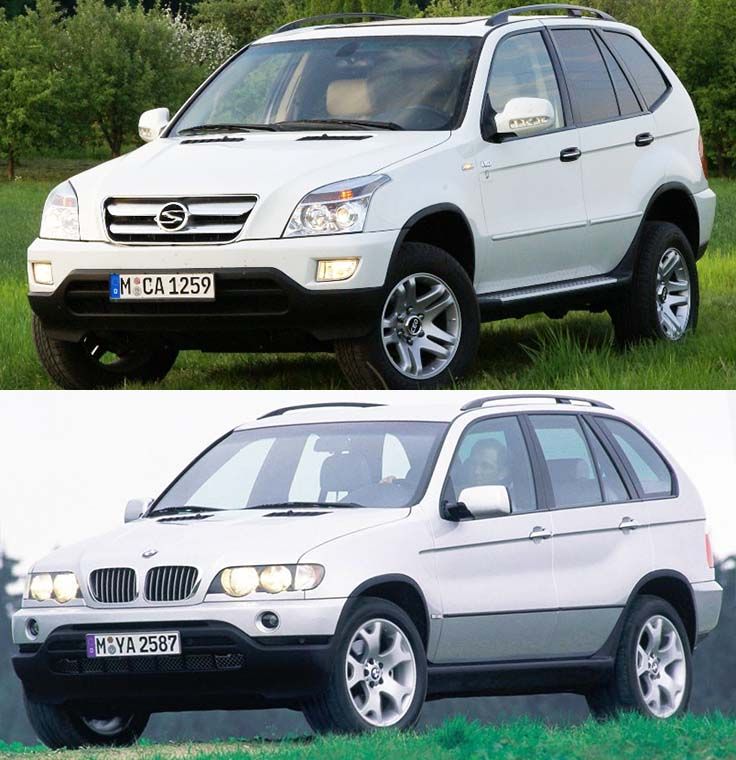 two pictures of the same white car in different stages of being compared to each other