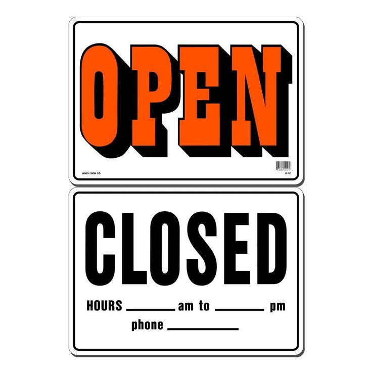 an open and closed sign are shown