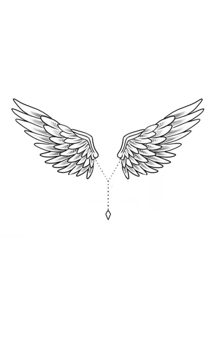 a drawing of two wings with diamonds on them