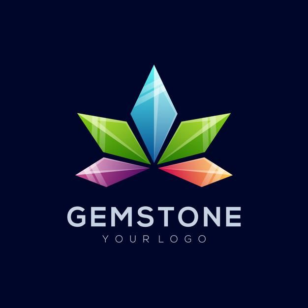 the logo for gemstone is made up of multicolored crystals and has an abstract shape