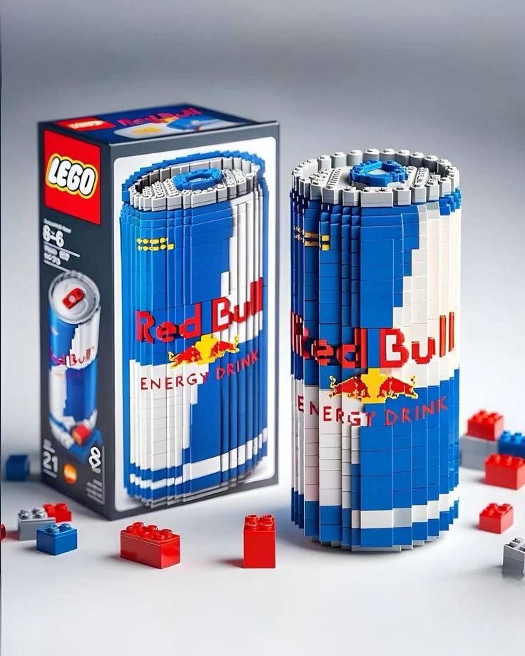 the red bull energy drink is made out of legos